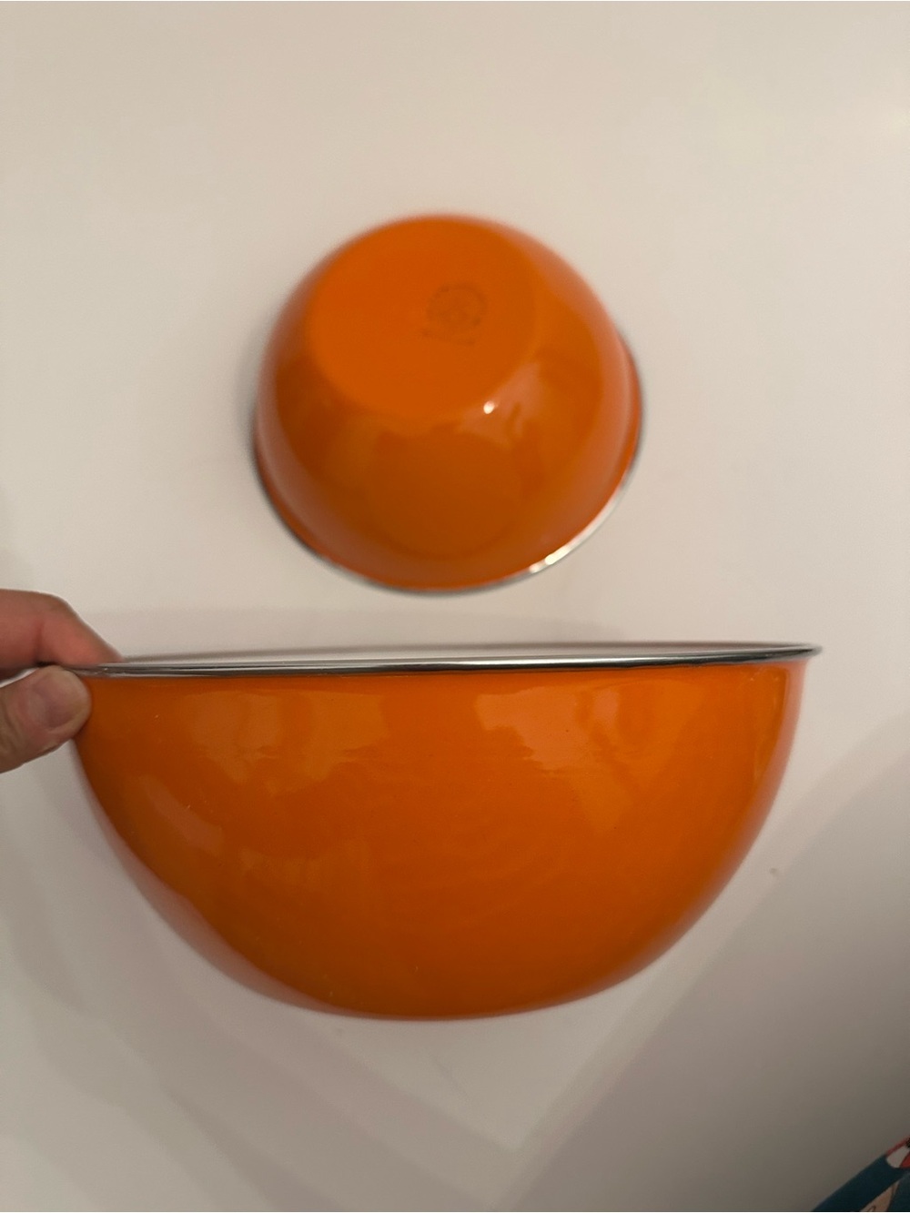 Orange Enamel Mixing Bowls Set - Durable Steel Construction